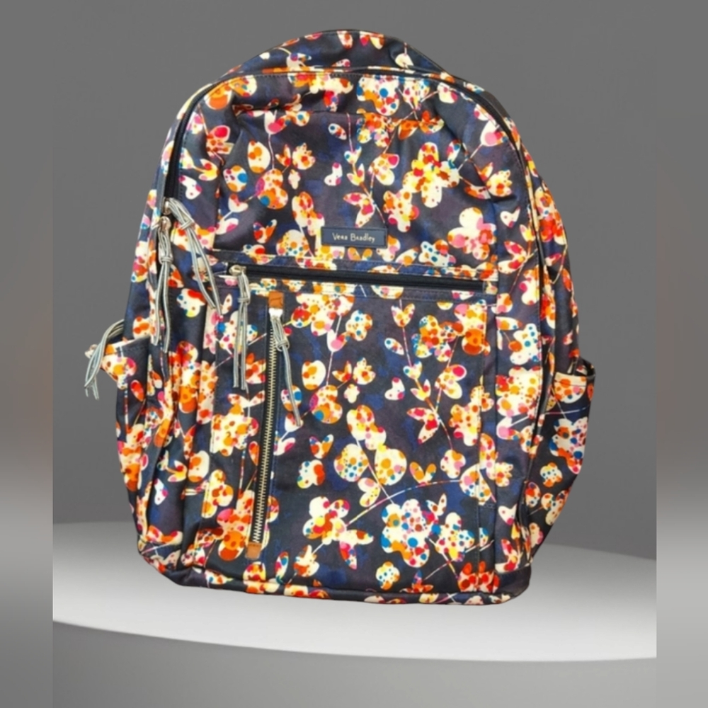 Preowned Vera Bradley Retire Floral Cut Vines Lighten Up Study Hall Backpack